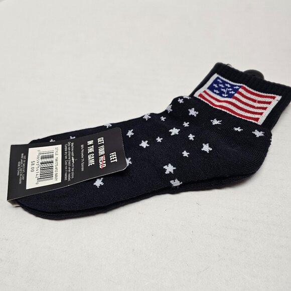New Into Socks USA Flag Stars Stripes Quarter Rise Shoes 7 -12 Unisex Navy Blue - Picture 5 of 9